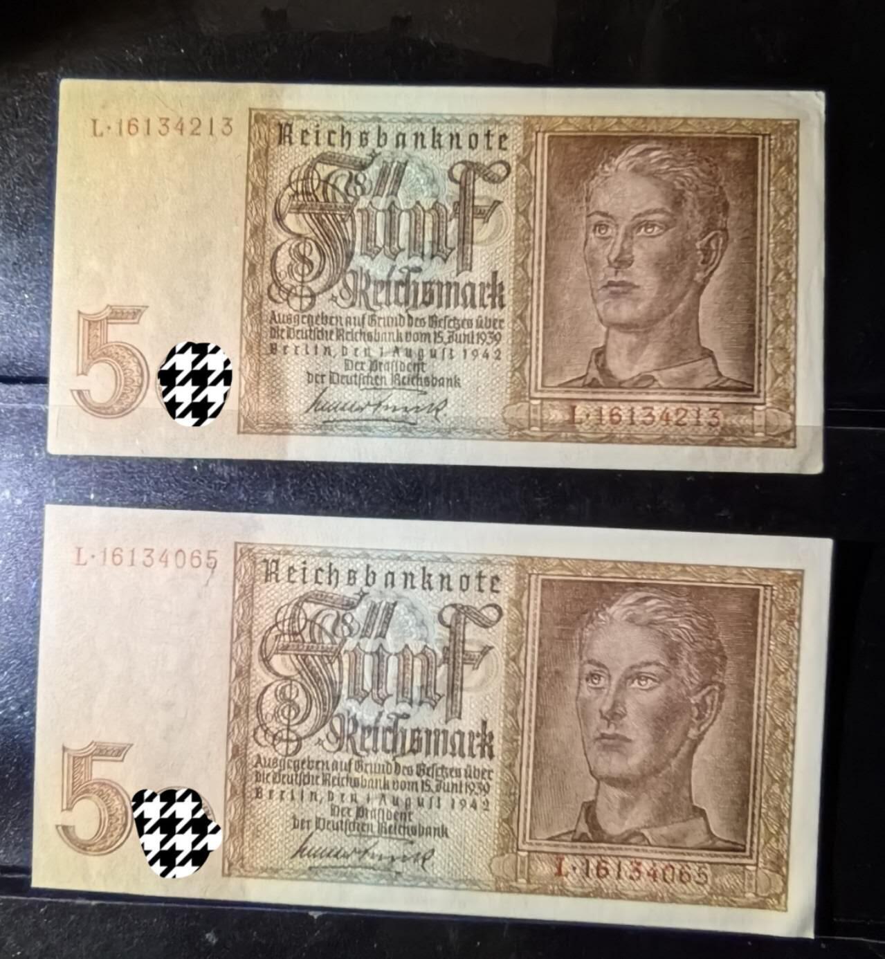Au＋至Unc - 1942年 德国5马克纸币