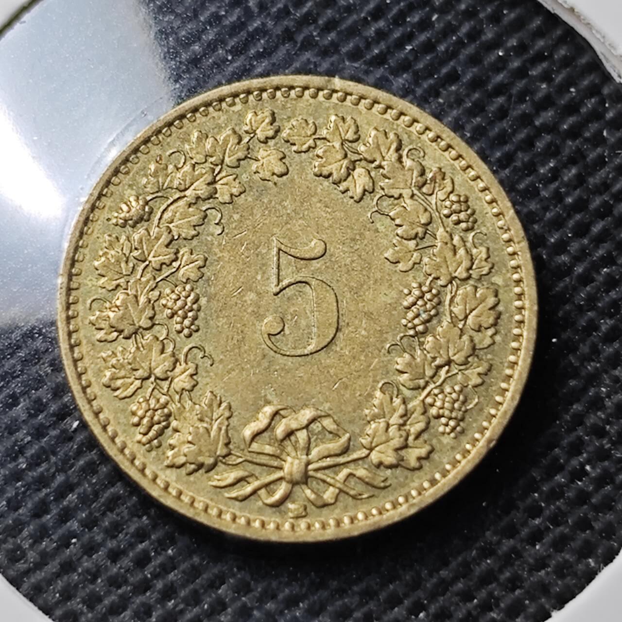 KK钱币收藏小铺 第349场 2月预留时间 周末发货  1987瑞士5分