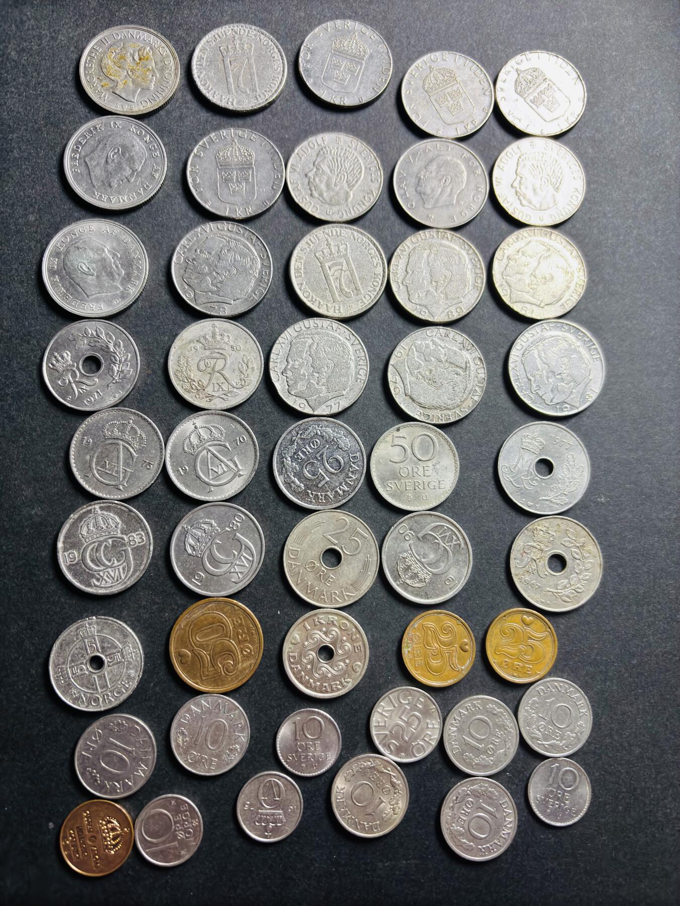 文馨钱币收藏第 273 场， 长期接收代拍品 北欧各国各面值各年份一组 47 枚