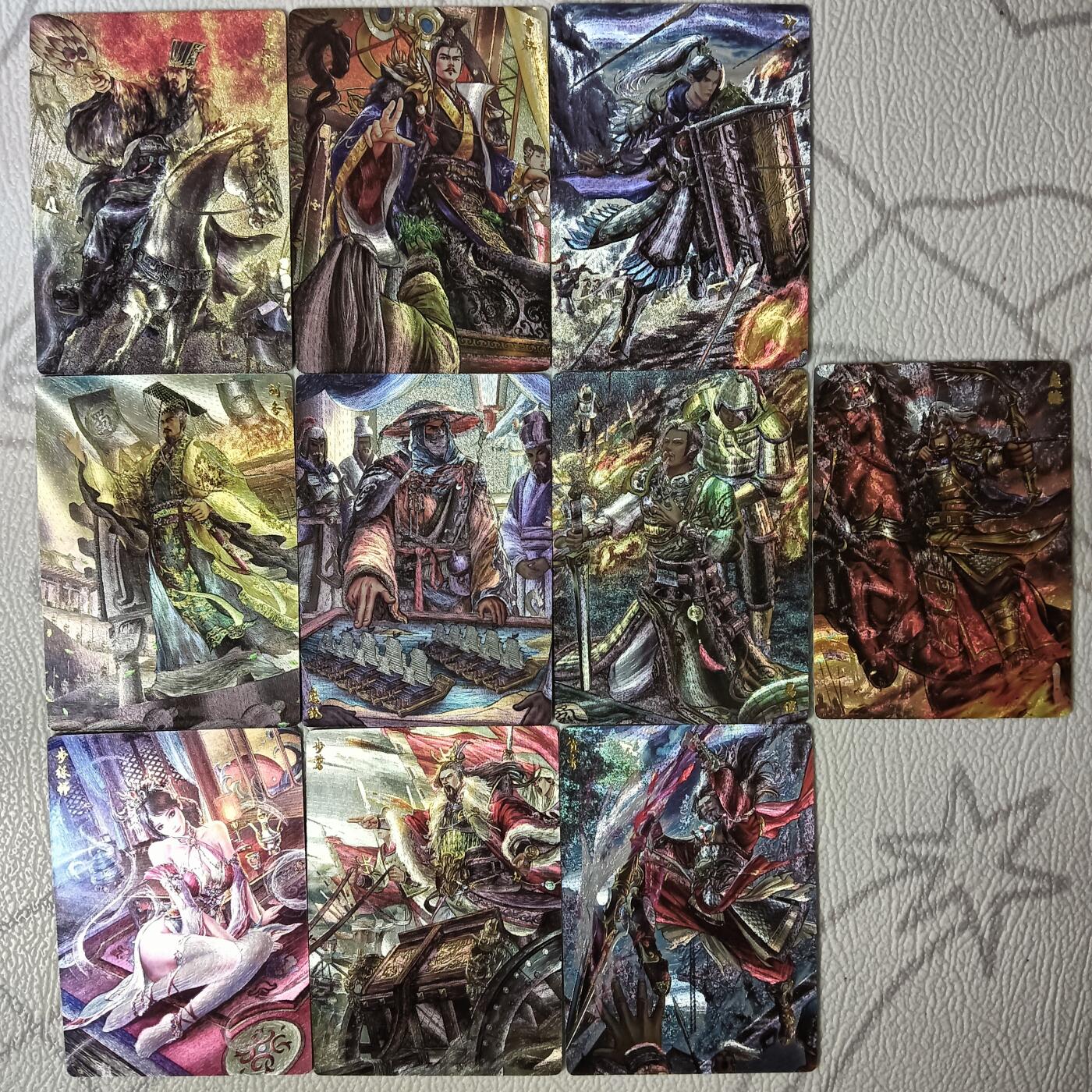 花开卡拍第40期（9月28号周日截拍，品控勿拍!!!拍品不寄存，运费5元，自制卡难免瑕疵，可能存在轻微撞角爆边等出厂瑕疵，品控介意勿拍！） 卡玩帕克雄图三国 第十五弹粗闪9张+庞德补卡