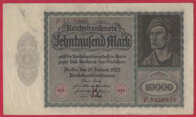 德国1922年10000马克 加字K P-70 大票幅 无47尾8 实物图 八五品 - 德国1922年10000马克 加字K P-70 大票幅 无47尾8 实物图 八五品