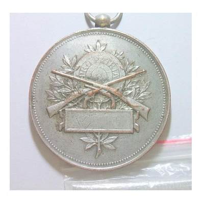 【旋风钱币】10月4日19:00准时开拍 精美欧洲币章 第三帝国货币等 全场包邮！ 法国1900年前后 射击节女神高浮雕精制大镀银章 50MM