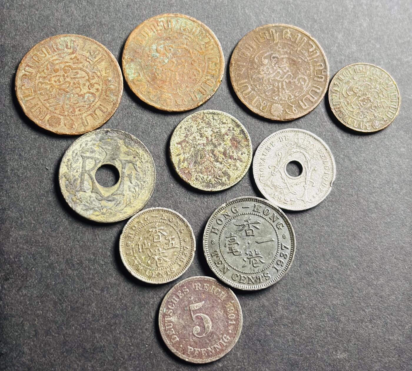 文馨钱币收藏第 273 场， 长期接收代拍品 各国老铜币一组 10 枚 1901 年开始，包含英属香港乔治六世 1937 年两枚