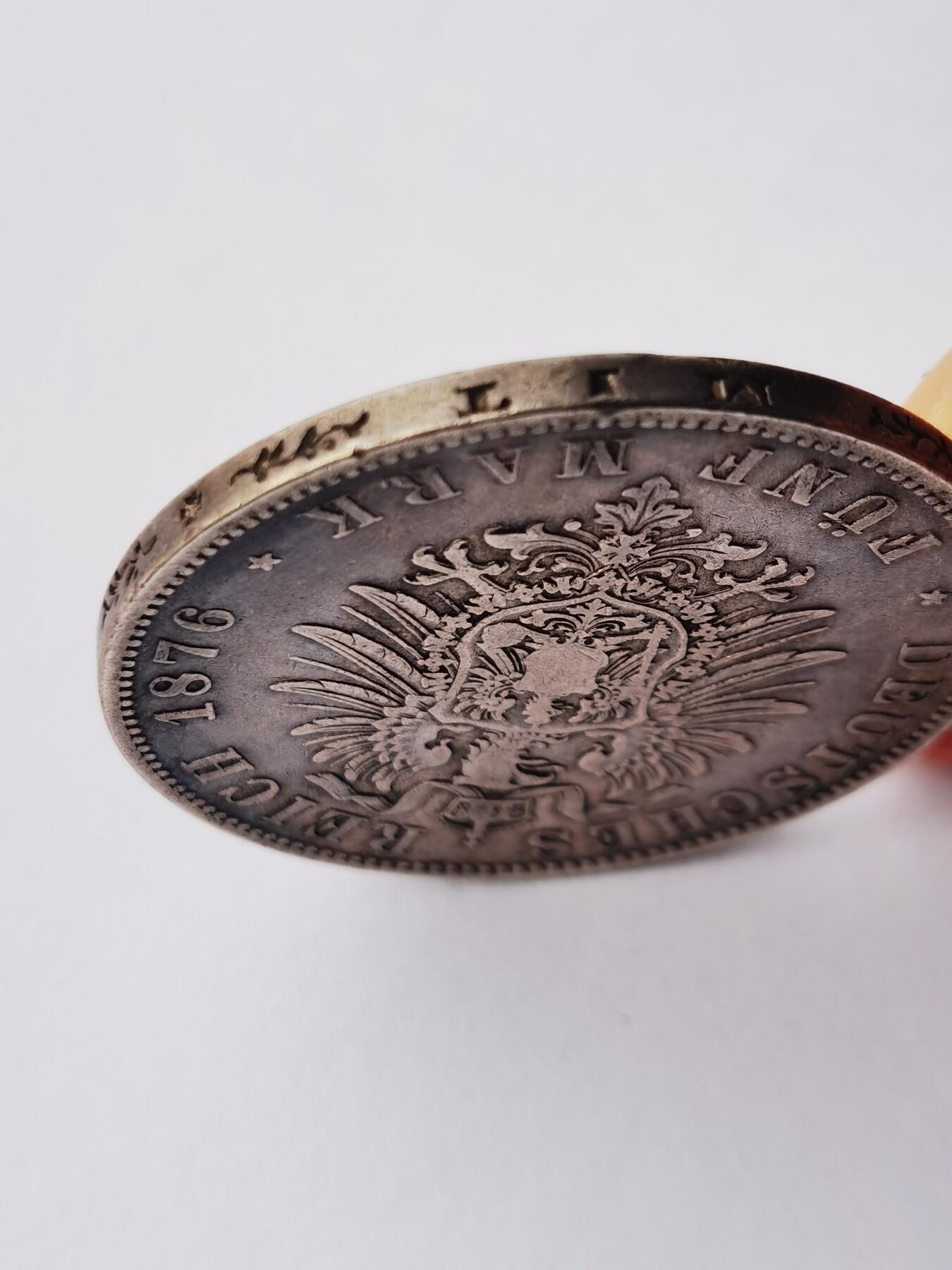 1876德意志帝国5马克银币，Wilhelm I 和帝国鹰