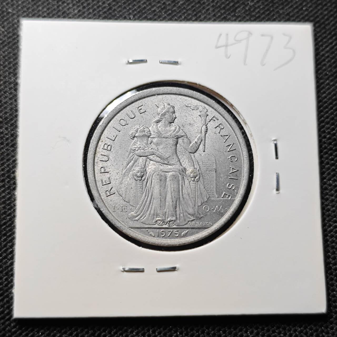 KK钱币收藏小铺 第349场 2月预留时间 周末发货 1975法属波利尼西亚2法郎 