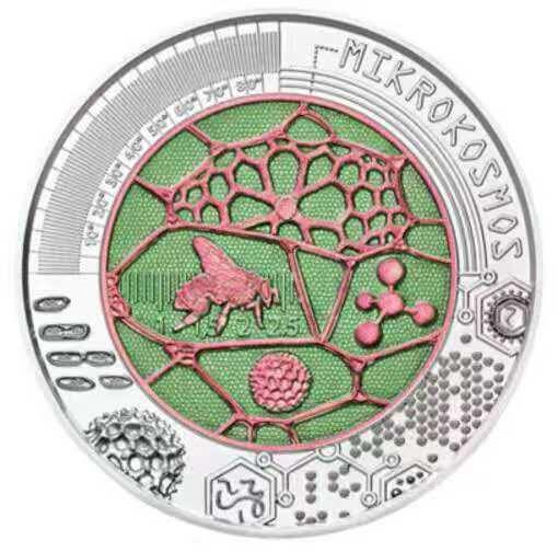 【币将精彩】世界钱币拍卖（2025-10-5） 奥地利2017年微观世界银铌双金属镶嵌币原盒证书 