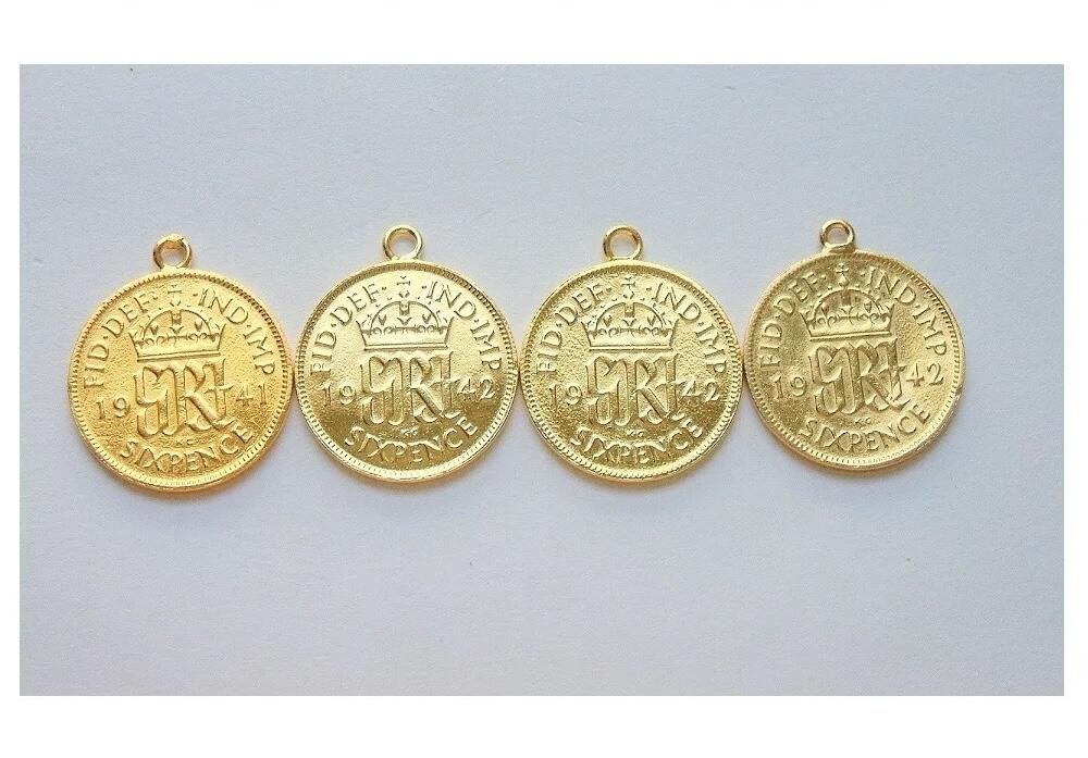 单枚价 英国二战期间乔治六世 镀金高浮雕精制币章吊坠 20MM