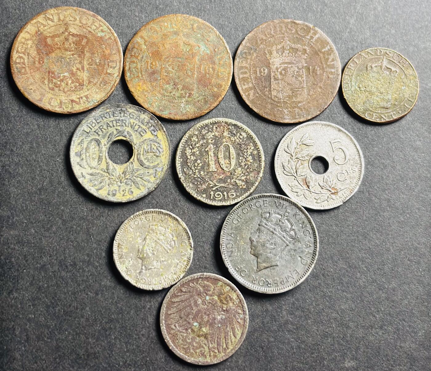 文馨钱币收藏第 273 场， 长期接收代拍品 各国老铜币一组 10 枚 1901 年开始，包含英属香港乔治六世 1937 年两枚
