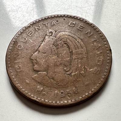 🌹外币初藏🌹🐯2025年第107场  每周二四六晚8️⃣点 接代拍 - 墨西哥1956年50分大铜币 币不平