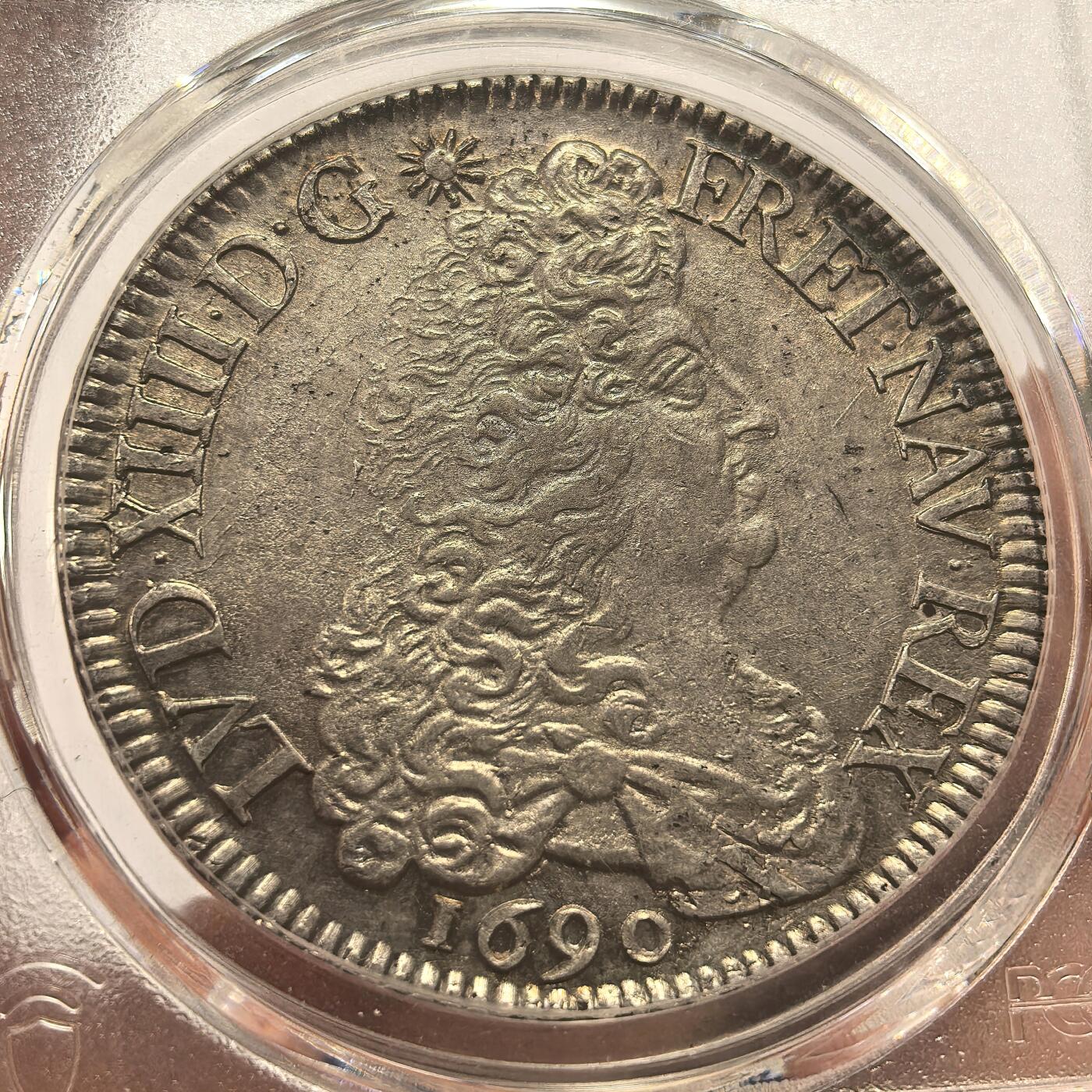 博洋堂“良辰美钰”中秋国庆双节精品专场暨第141期（全场包邮） PCGS AU 法国1690年太阳王路易十四埃居8L版大银 压铸十足 打制清晰到位 深彩包浆 早期少见版别