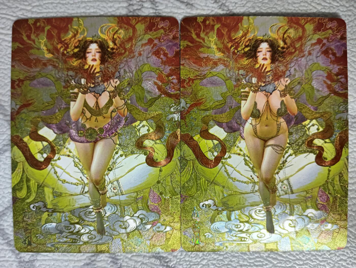 花开卡拍第40期（9月28号周日截拍，品控勿拍!!!拍品不寄存，运费5元，自制卡难免瑕疵，可能存在轻微撞角爆边等出厂瑕疵，品控介意勿拍！） 燎原 焱卡文化 人间传 尤三姐双服饰 粗闪