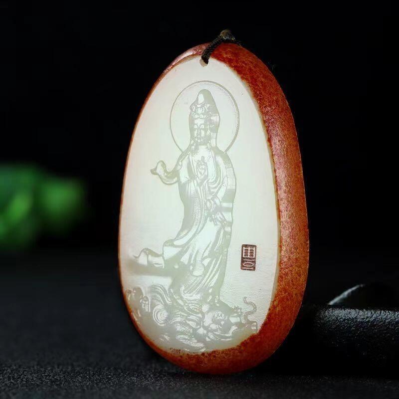 阿富汗白玉石 观音吊坠