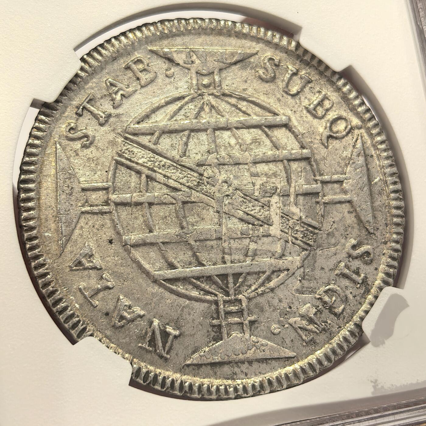 博洋堂“良辰美钰”中秋国庆双节精品专场暨第141期（全场包邮） NGC MS62 1814B葡属巴西950R大银 金彩深打 卡四双柱清晰可见