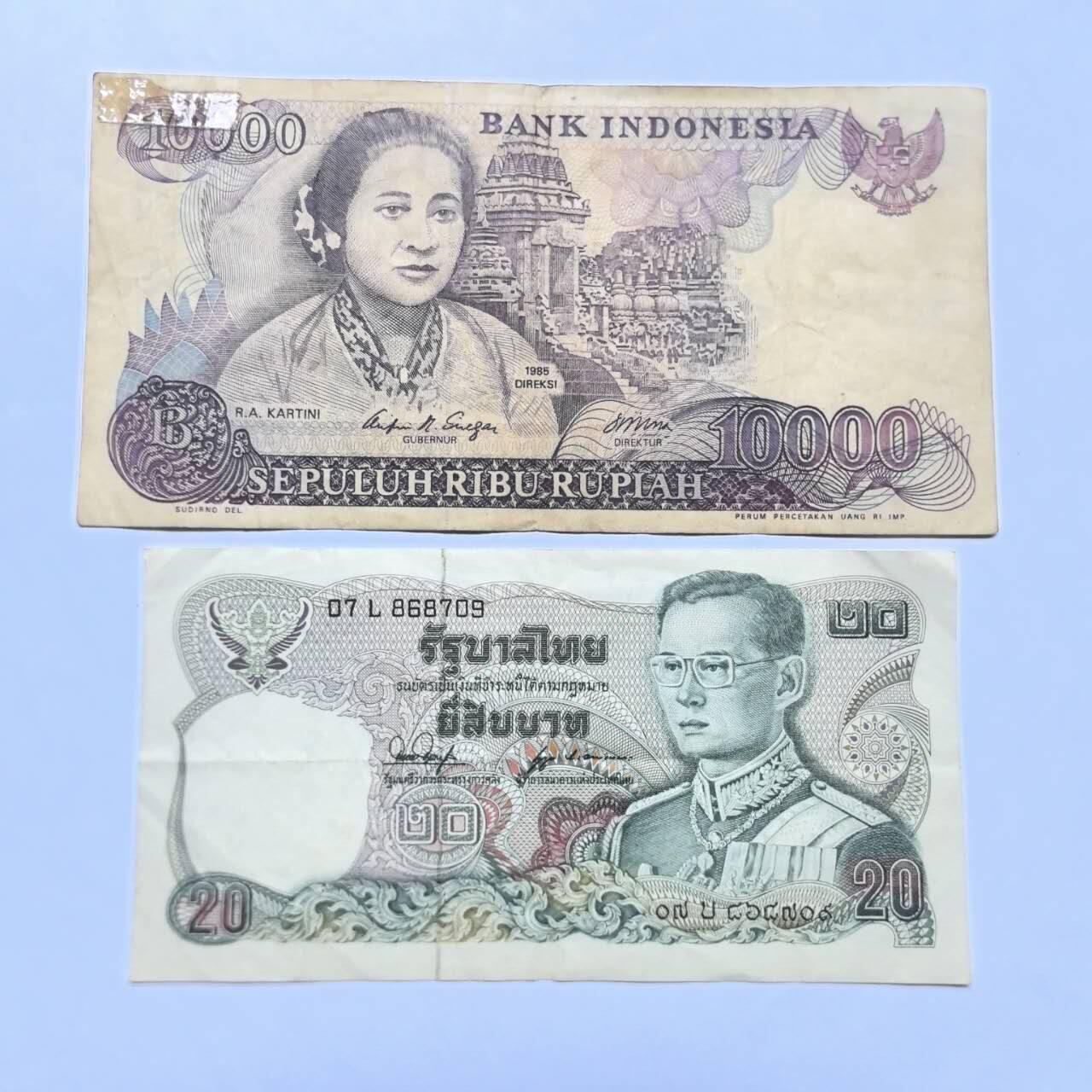各国硬币 纸币 无佣金 印度尼西亚和泰国2张