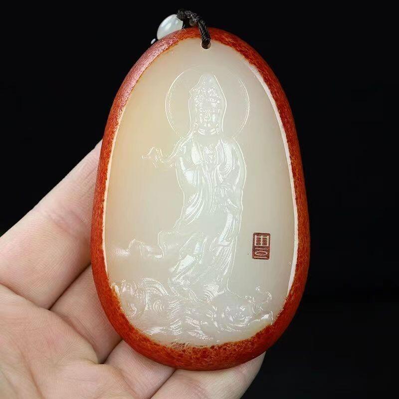 阿富汗白玉石 观音吊坠