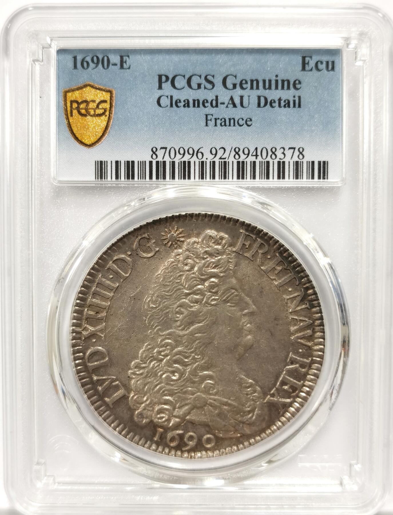 博洋堂“良辰美钰”中秋国庆双节精品专场暨第141期（全场包邮） PCGS AU 法国1690年太阳王路易十四埃居8L版大银 压铸十足 打制清晰到位 深彩包浆 早期少见版别