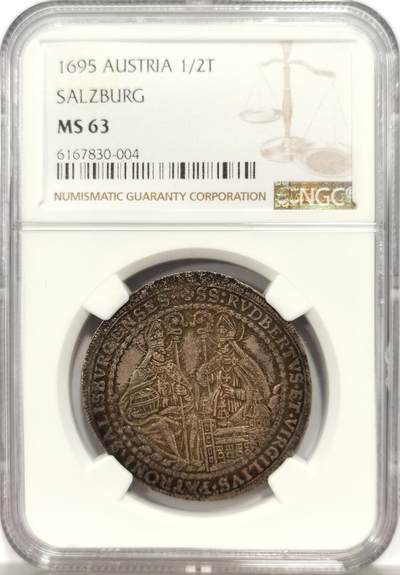 博洋堂“良辰美钰”中秋国庆双节精品专场暨第141期（全场包邮） - NGC MS63 萨尔茨堡1695年1/2泰勒，环彩包浆，收藏品质