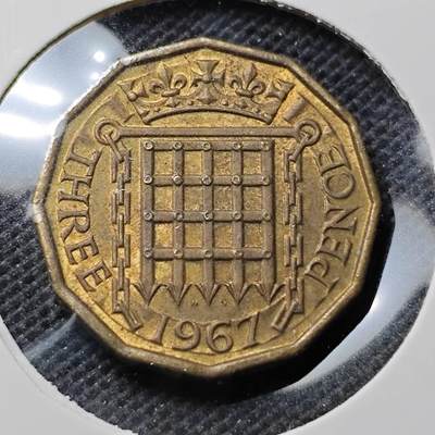 KK钱币收藏小铺 第349场 2月预留时间 周末发货 -  1967英国3便士铜币