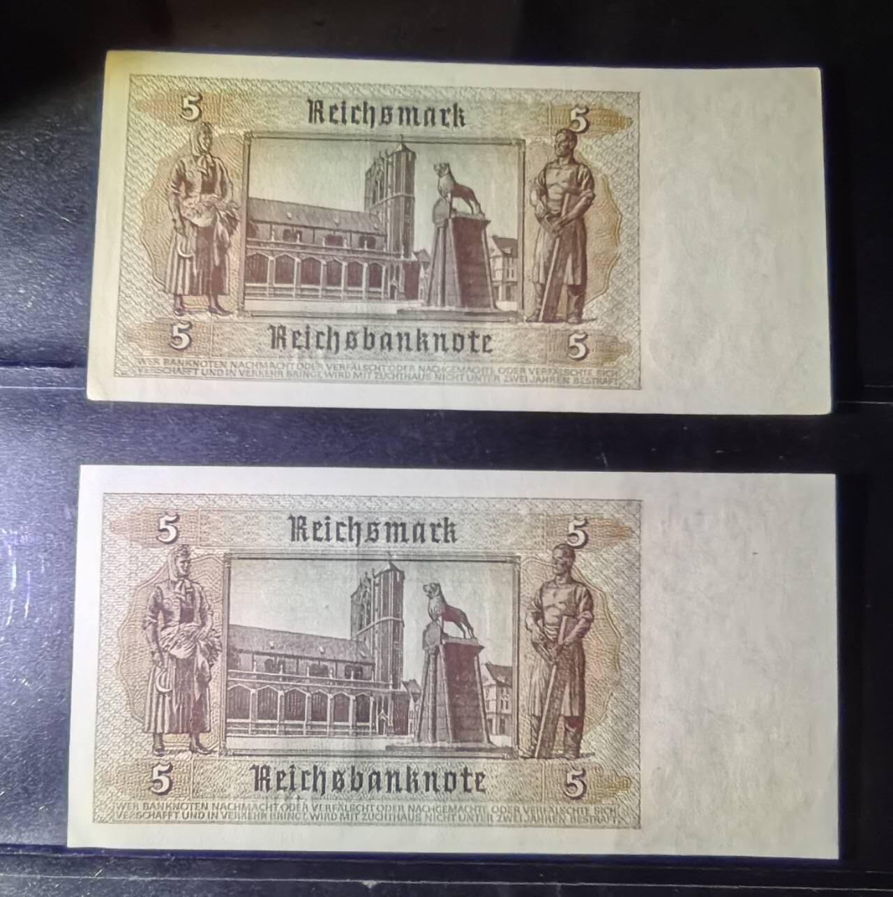 Au＋至Unc - 1942年 德国5马克纸币