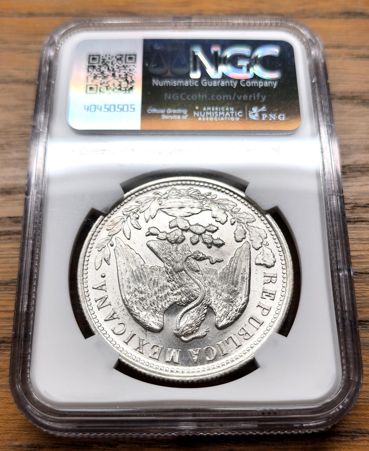 凡希社世界钱币微拍月度大拍（2025/09） 1898MO墨西哥直边鹰洋NGC-MS64，霜面转光。