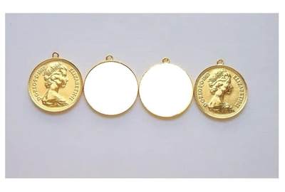 单枚价 英国伊丽莎白二世青年像 镀金高浮雕精制币章吊坠 20MM - 单枚价 英国伊丽莎白二世青年像 镀金高浮雕精制币章吊坠 20MM