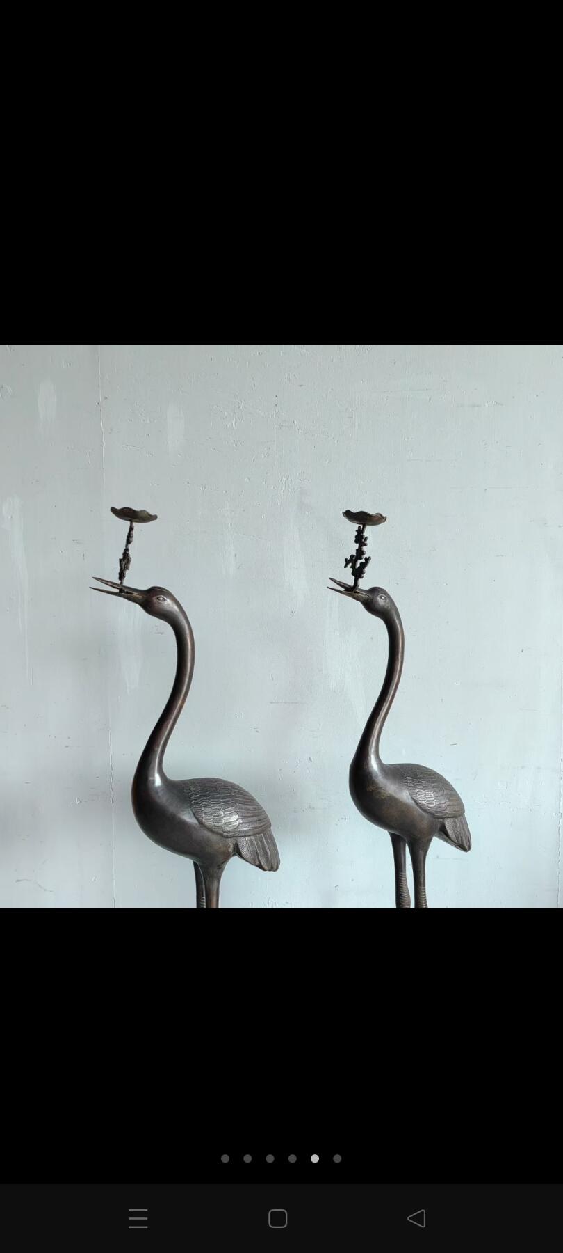 老紫铜龟背鹤～寓意是龟鹤延年，象征长寿、增福添寿，是送礼的上佳之选，尽显主人高雅品味！造型漂亮雕刻精美！布置空间收藏佳器！高154厘米