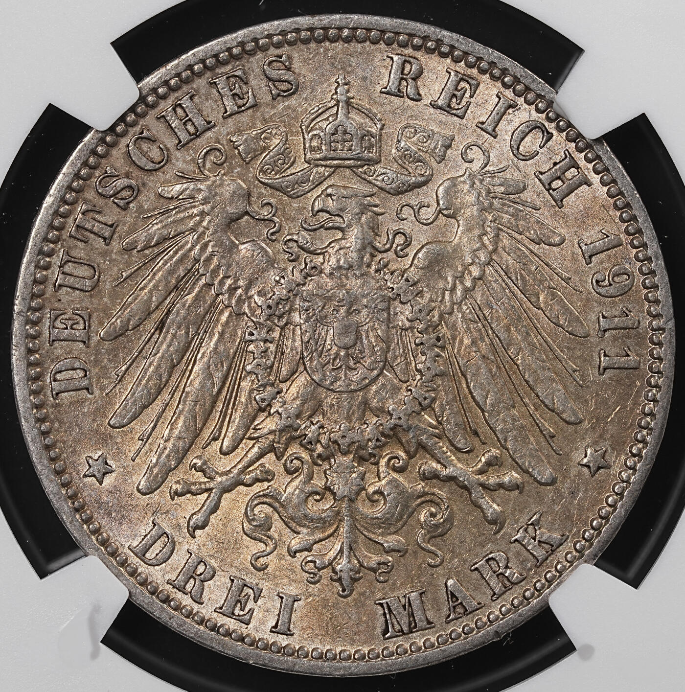 修遠堂世界钱币第八十六期 NGC AU58 1911年汉堡3马克银币
