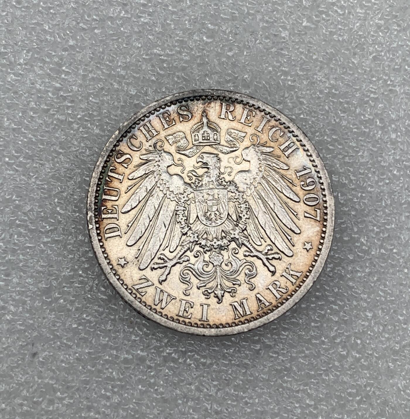 世界钱币专场拍卖 1907年德国普鲁士国王威廉二世2马克流通银币
