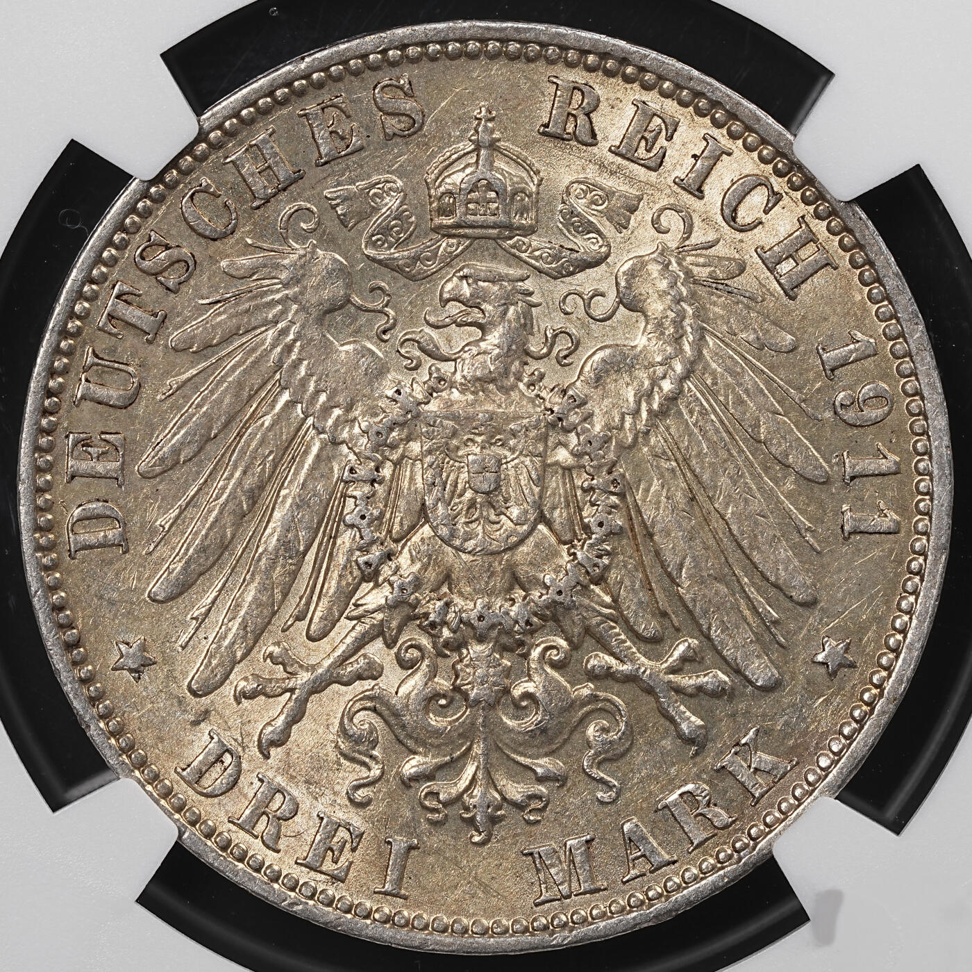 修遠堂世界钱币第八十六期 NGC AU58 1911年萨克森3马克银币