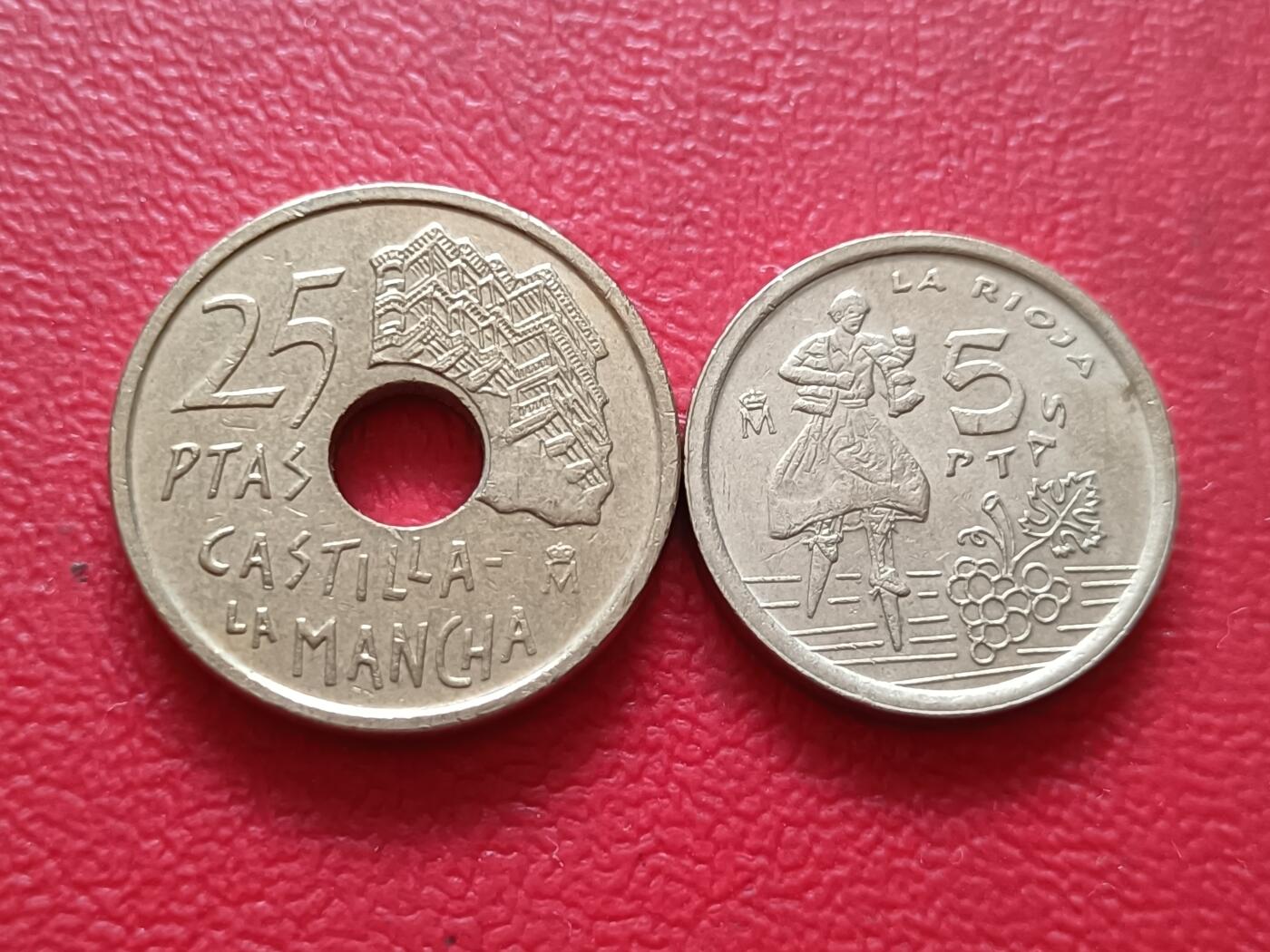 【云涧收藏】第六十六场 西班牙1996年5、25比塞塔2枚