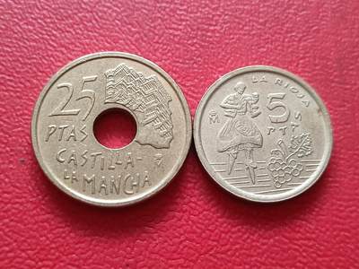 【云涧收藏】第六十六场 - 西班牙1996年5、25比塞塔2枚