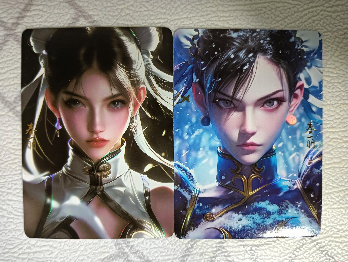 花开卡拍第40期（9月28号周日截拍，品控勿拍!!!拍品不寄存，运费5元，自制卡难免瑕疵，可能存在轻微撞角爆边等出厂瑕疵，品控介意勿拍！） 阿宅，春丽，对卡，彩闪两张