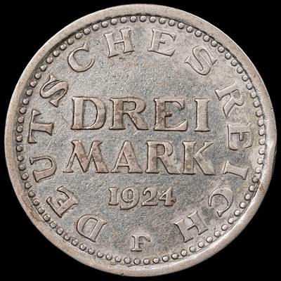 修遠堂世界钱币第八十六期 - 1924年德国3马克银币 F厂铭