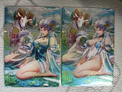 花开卡拍第40期（9月28号周日截拍，品控勿拍!!!拍品不寄存，运费5元，自制卡难免瑕疵，可能存在轻微撞角爆边等出厂瑕疵，品控介意勿拍！） - 砖家，十二生肖，羊，对卡，粗闪两张