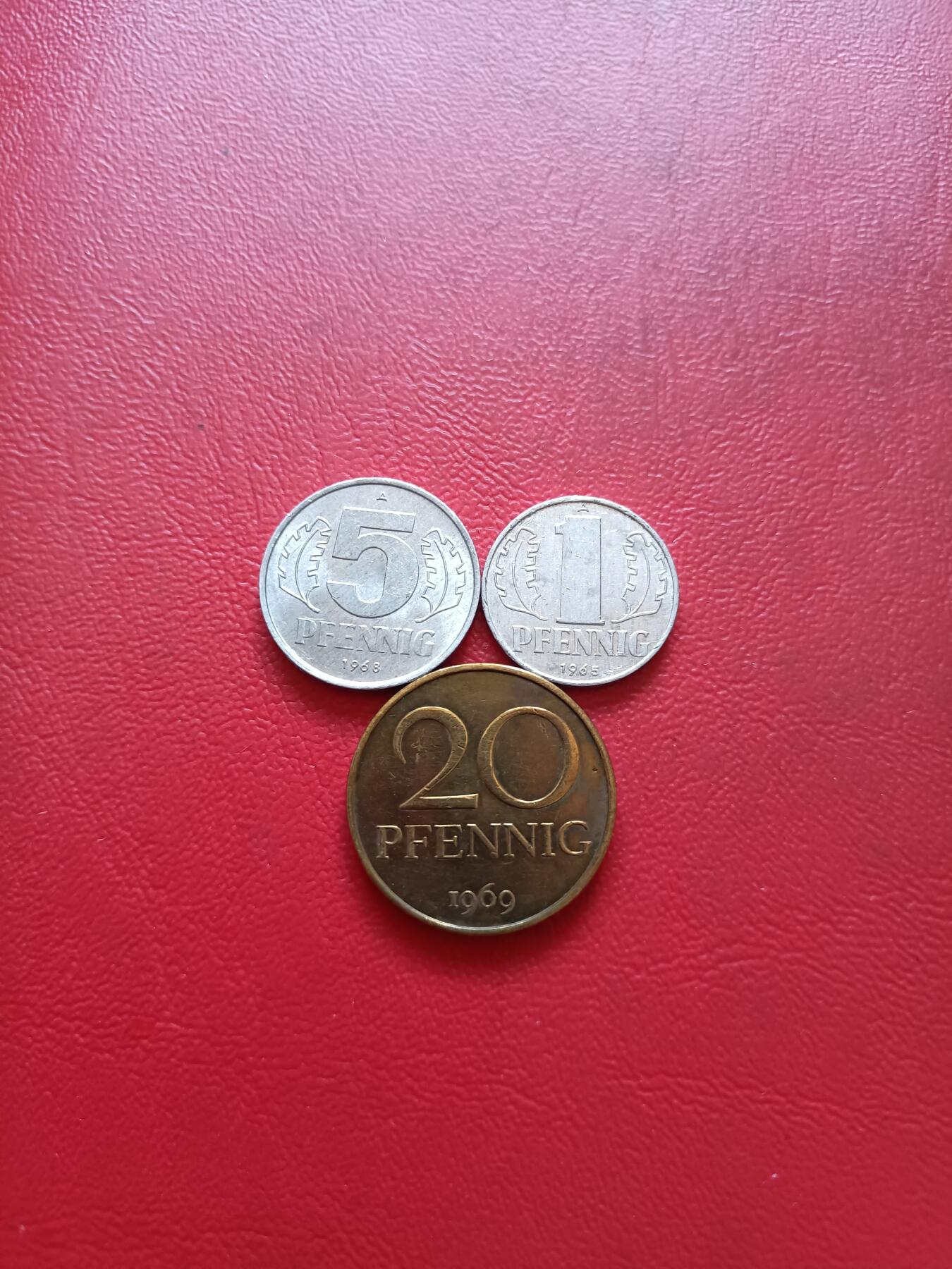 【云涧收藏】第六十六场 东德1、5、20芬尼3枚