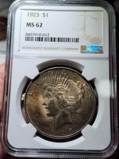 中外钱币第二场 - NGC-MS62 美国1923年和平银币酱彩