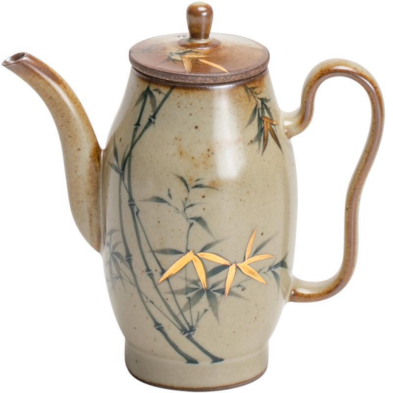 精品老瓷器专场 复古釉纯手绘青竹茶壶 10.5*10.6