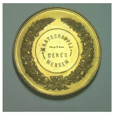 【旋风钱币】10月4日19:00准时开拍 精美欧洲币章 第三帝国货币等 全场包邮！ 法国1900年前后 谷物丰收高浮雕精制大镀金章 52MM