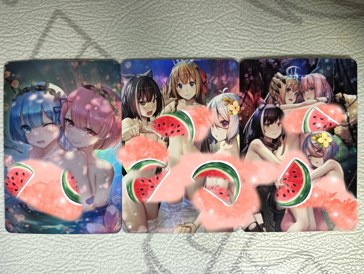花开卡拍第40期（9月28号周日截拍，品控勿拍!!!拍品不寄存，运费5元，自制卡难免瑕疵，可能存在轻微撞角爆边等出厂瑕疵，品控介意勿拍！） 艺术卡，雷姆等同人，彩闪三张