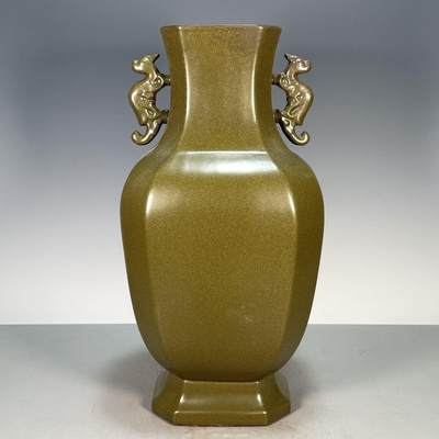 精品老瓷器专场 -  茶叶末釉双耳四方瓶