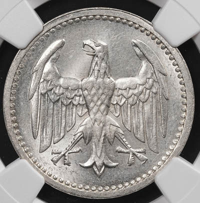 修遠堂世界钱币第八十六期 - NGC MS63 1924年德国3马克银币 A厂铭