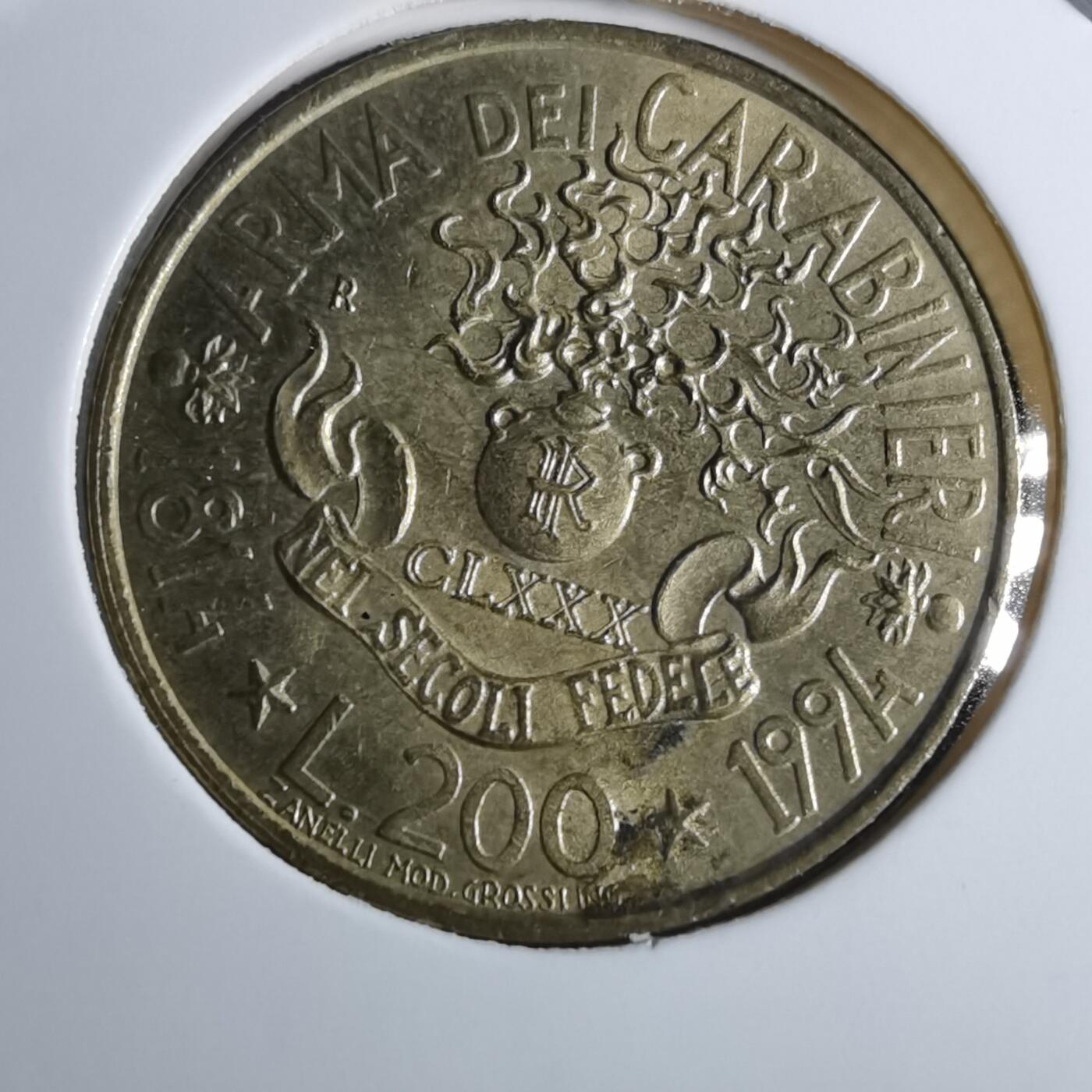 沼泽如烟--第855场 意大利1994年200里拉纪念币