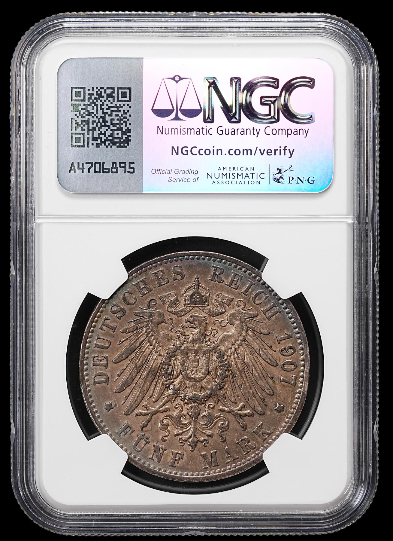 修遠堂世界钱币第八十六期 NGC AU55 1907年符腾堡5马克大银币