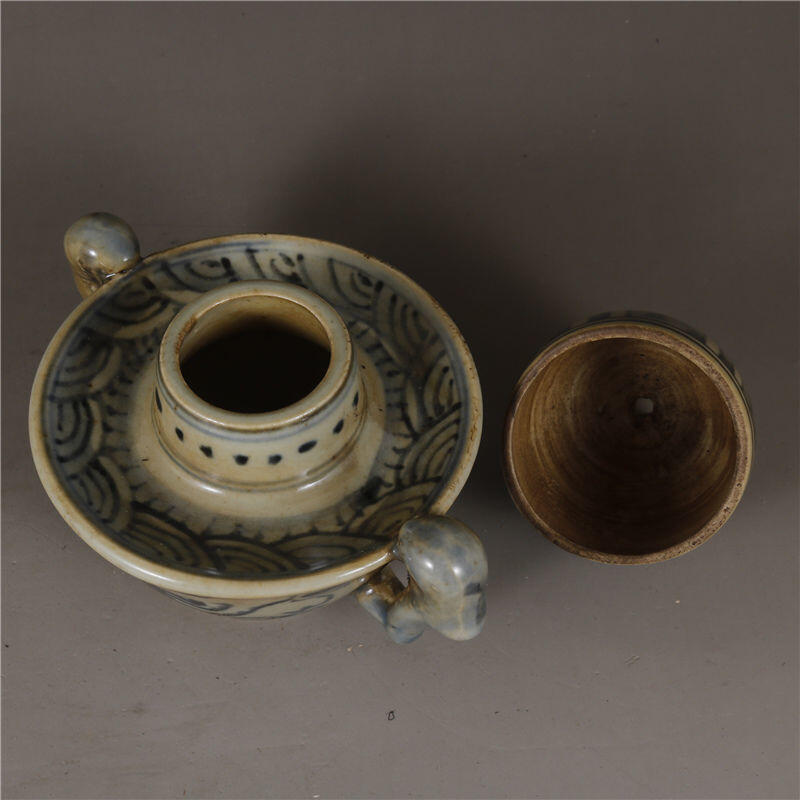 杂相（2） 青花云鹤纹油灯烛台11*14*5
