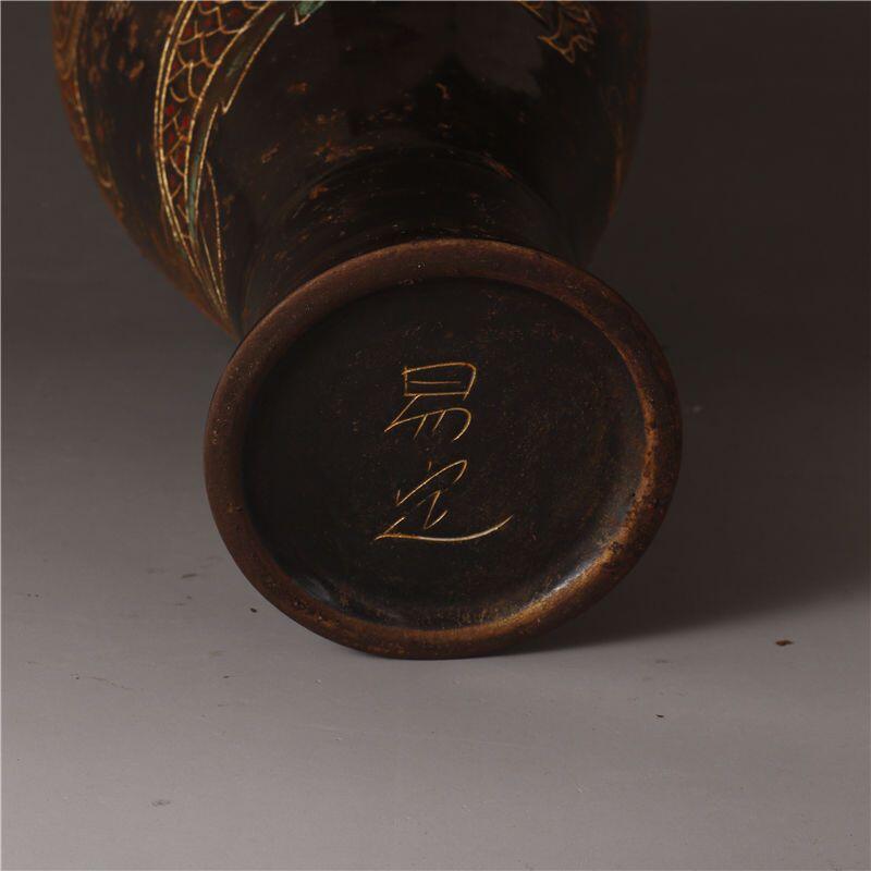 杂相（2） 定窑黑定刻花龙凤纹梅瓶一对29*13*8