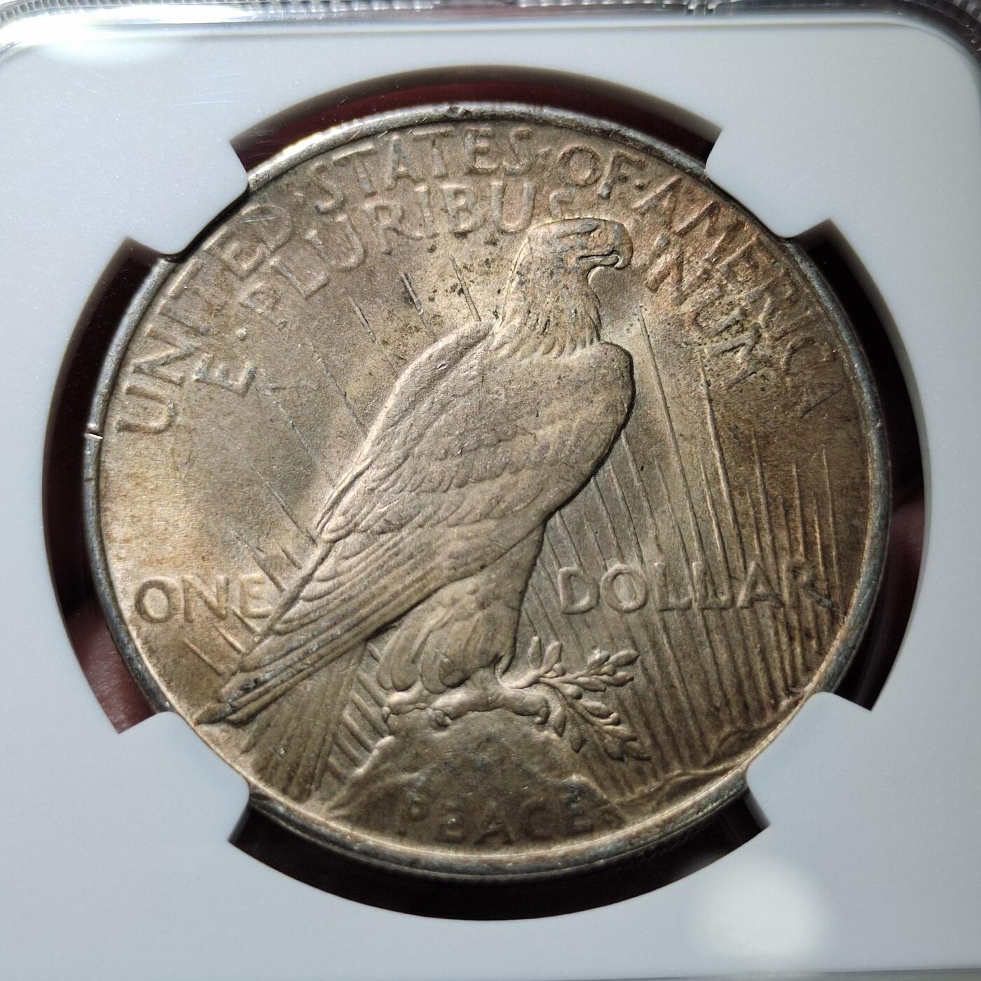 中外钱币第二场 NGC-MS62 美国1923年和平银币酱彩