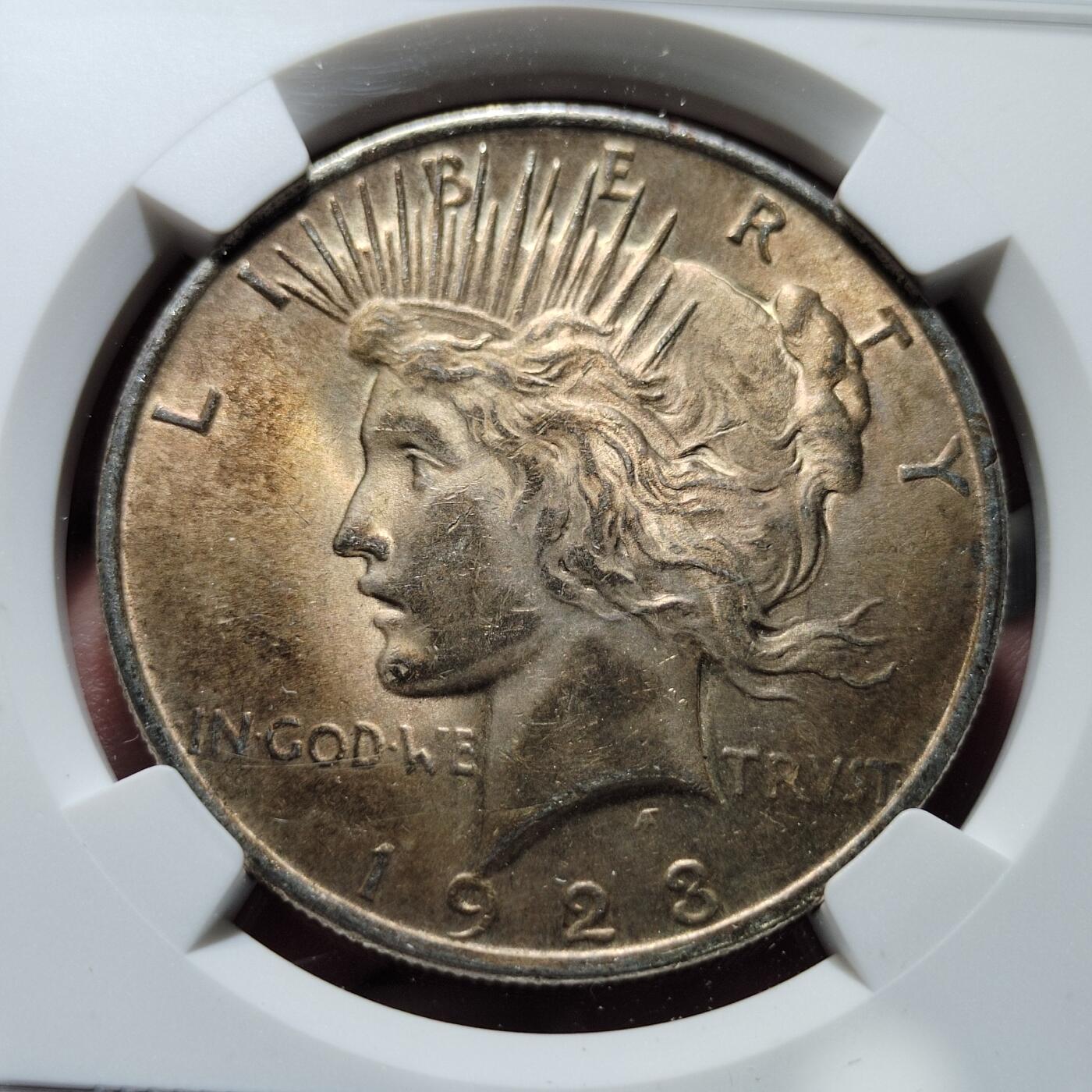 中外钱币第二场 NGC-MS62 美国1923年和平银币酱彩