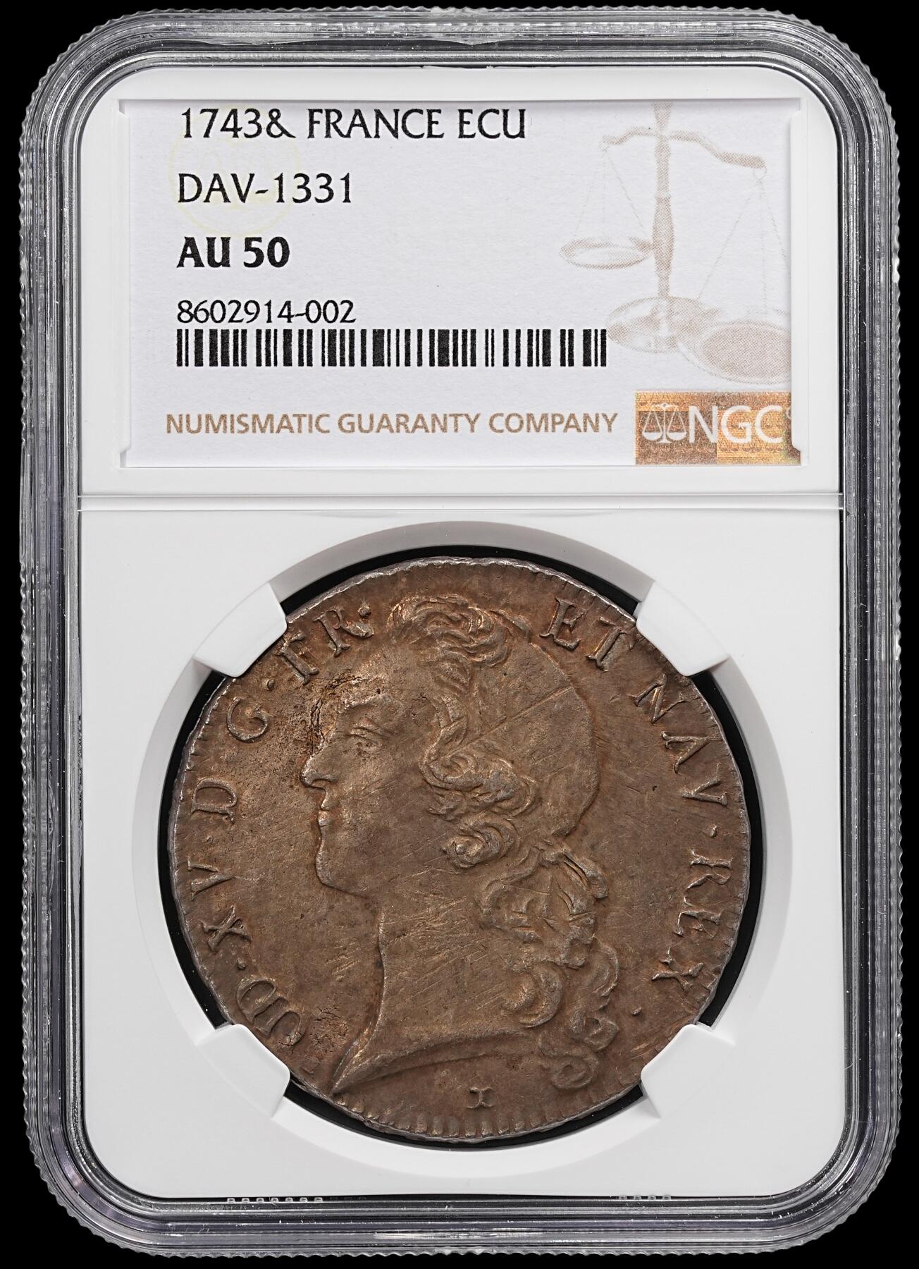 修遠堂世界钱币第八十六期 NGC AU50 1743年法国埃居大银币