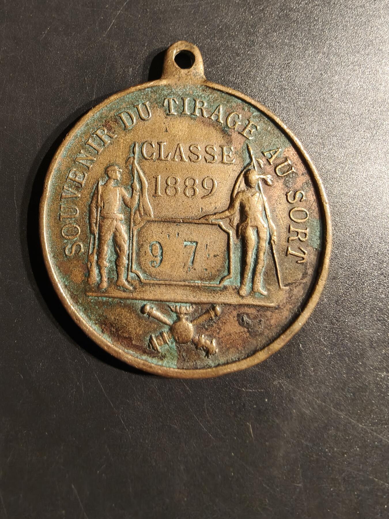 老王徽章第152期 法国1889年第三共和国抽签服役大型奖章     直径45mm.   重量32.2g