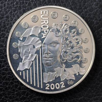 道一币馆币章第一百四十八场 - 法国2002年欧元发行年1.5欧元银币  22.2g 900S 50000